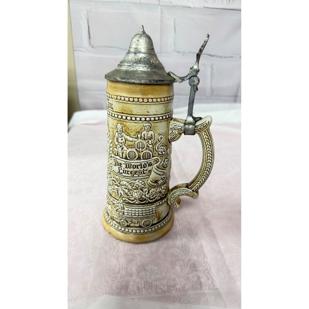 Vintage Anheuser-Busch Beer Stein Ceramarte Brazil Lidded Budweiser Clydesdale